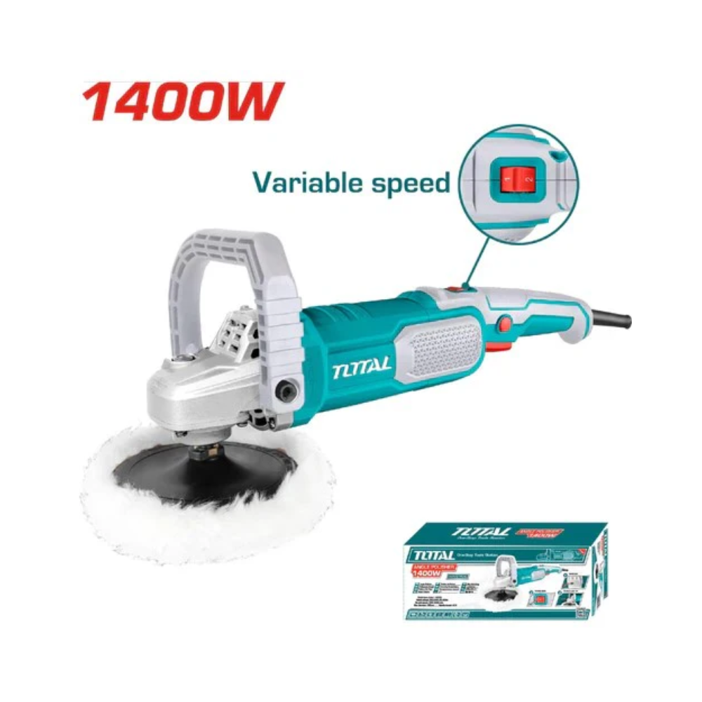 Pulidora Angular 7" 1,400W Velocidad Variable Máx 3600rpm TOTAL