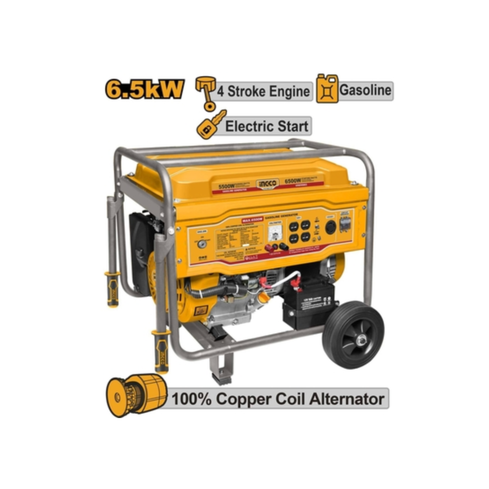 Generador de Energía a Gasolina 6500W 120V / 240V 25L INGCO