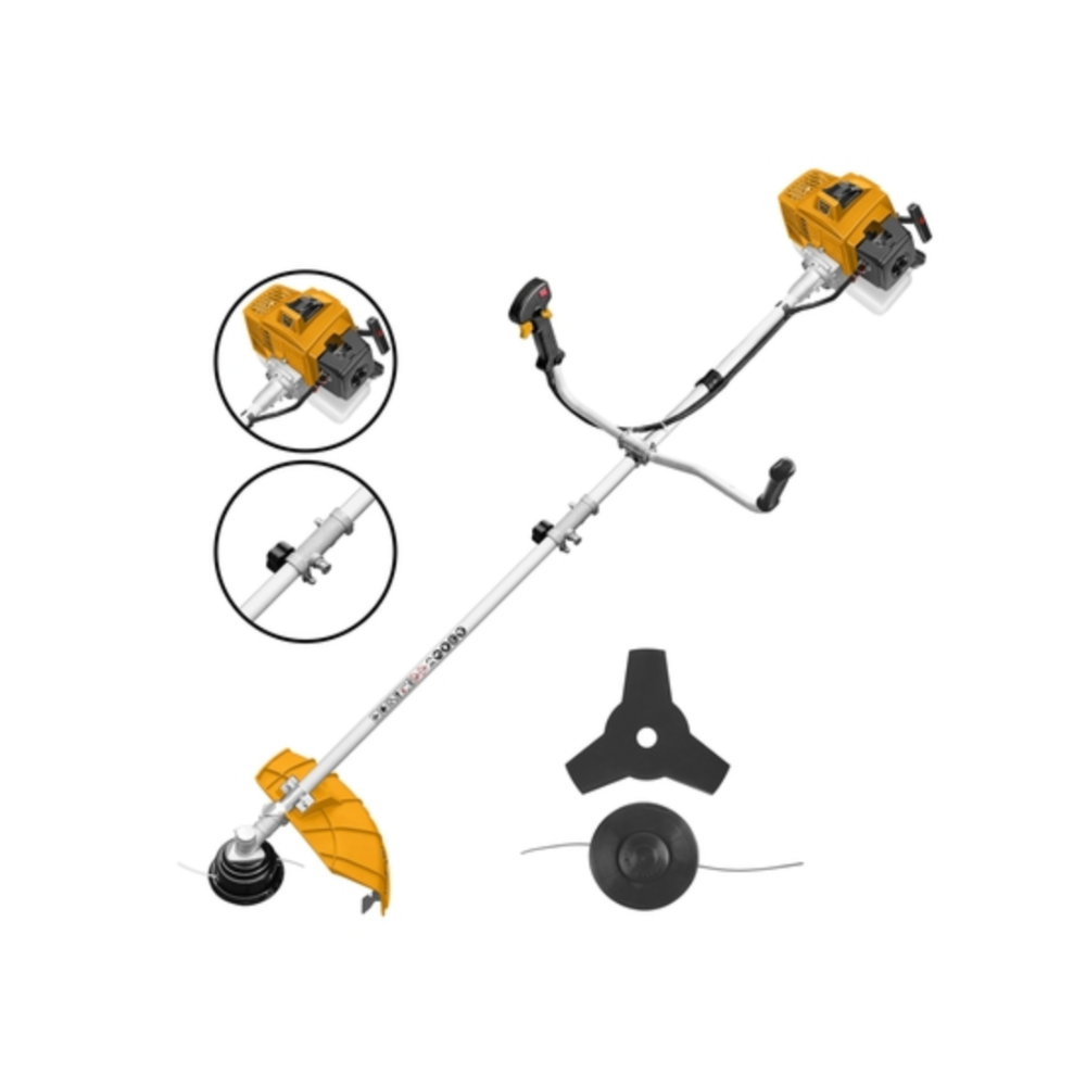 Orilladora Motor 2 Tiempos 62 cm (3.8 Hp) Con Hilo y Disco 3 Aspas INGCO