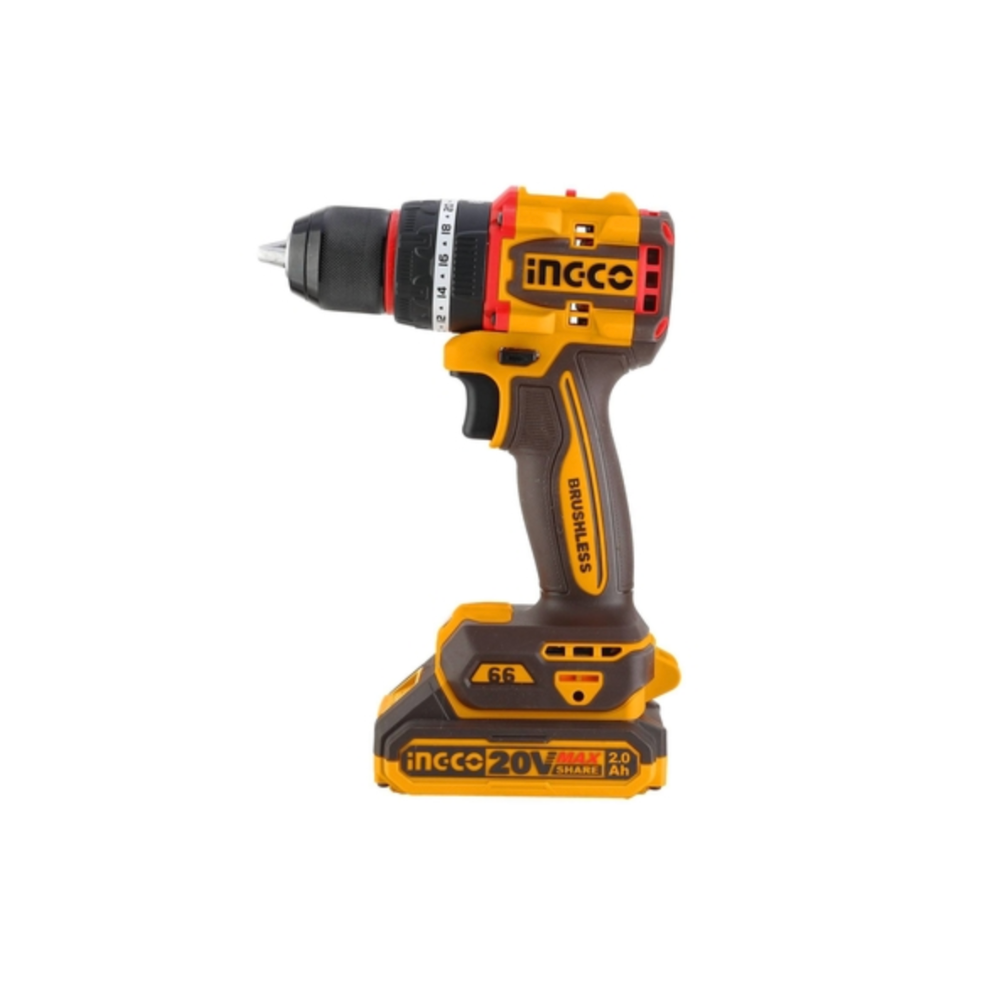 Taladro Percutor 12.7 mm (1/2 In) 20 V 66 N.m Inalambrico Motor Sin Carbones INGCO