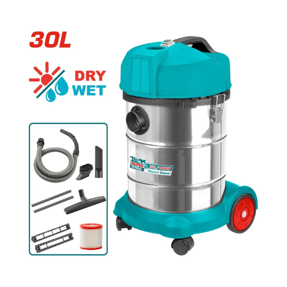 Aspiradora 1400W 30L Limpieza Húmeda y Seca TOTAL