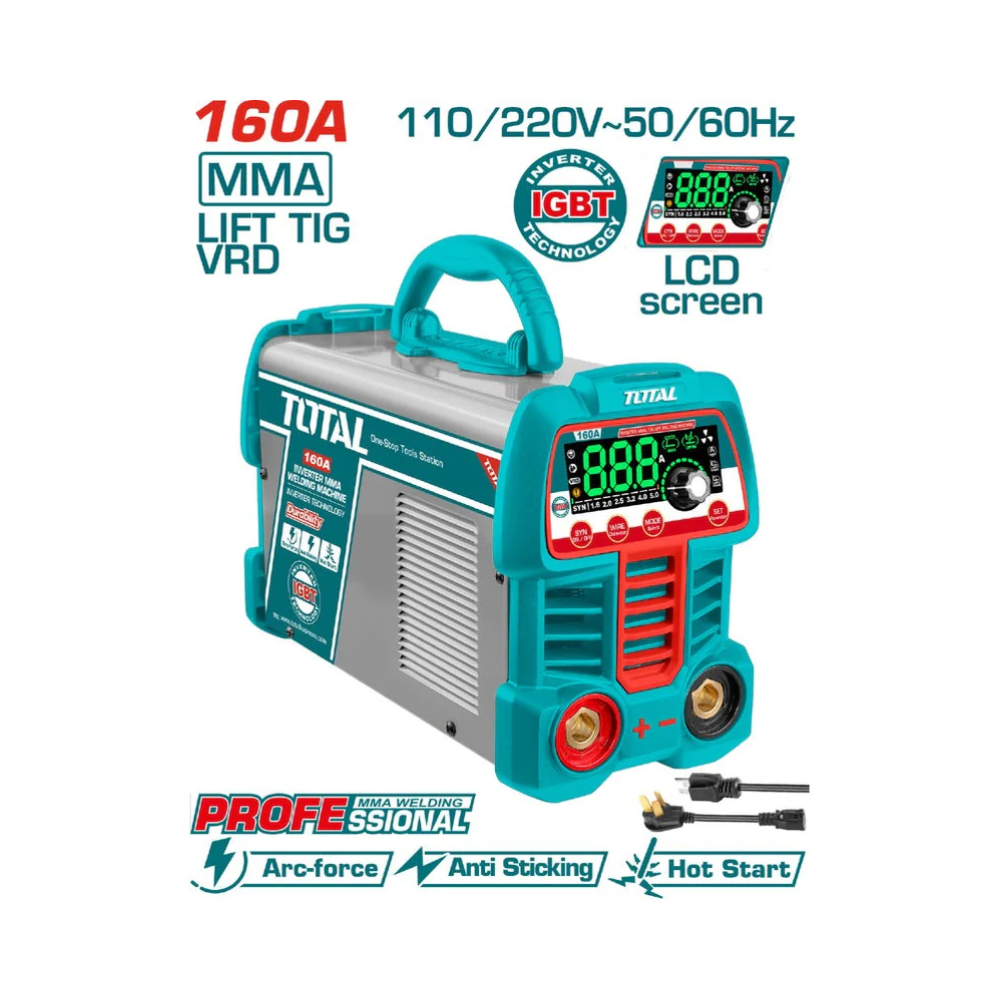 Máquina de Soldar Inverter Digital MMA/LIFT/TIG/VRD 160A 110V/220V TOTAL